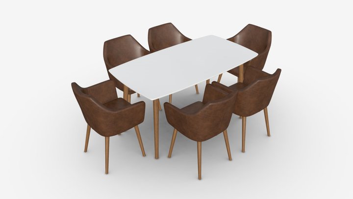 Dining set Nagano table 6 chairs 3D Model