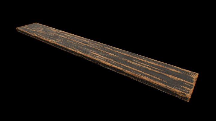 Old colored wooden plank. Low Poly 3D Model