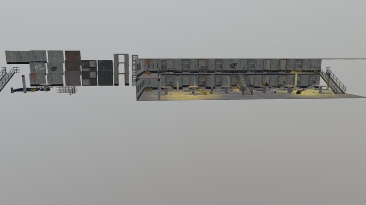 Abandoned prison modular scene 3D Model