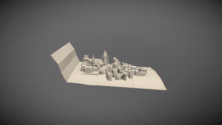 City Steampunk Scene 3D Model