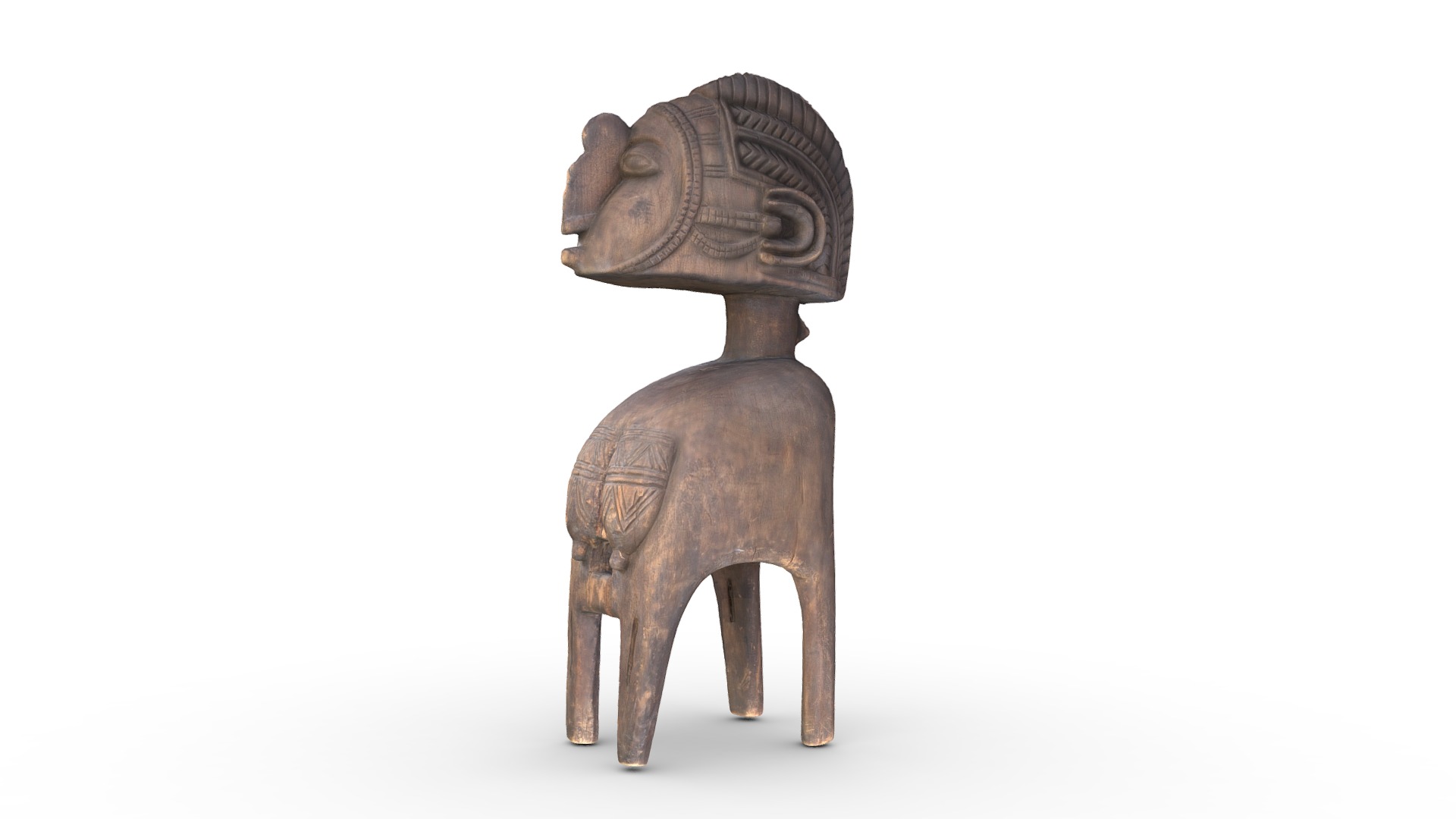3D model Nimba/D’mba - This is a 3D model of the Nimba/D'mba. The 3D model is about a wooden chair with a wooden head.