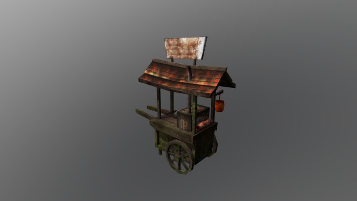 Low Poly Food Cart for VR 3D Model
