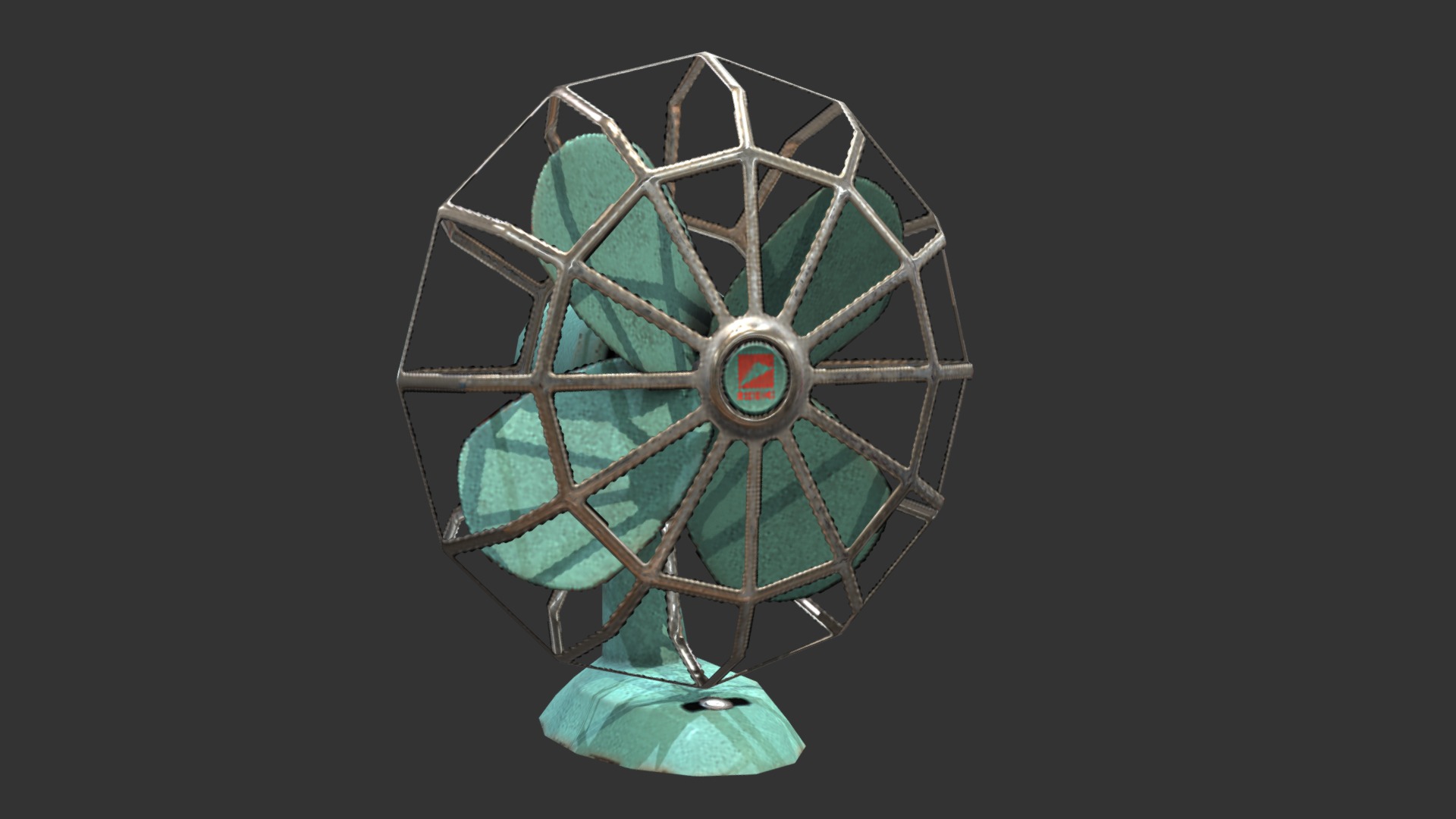3D model Old Desk Fan - This is a 3D model of the Old Desk Fan. The 3D model is about a fan with a blue background.