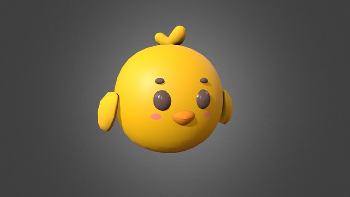 Rounded stylized low poly chicken 3D Model