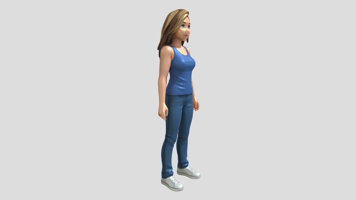 Everyday Jane, Casual modern woman in A-pose 3D Model