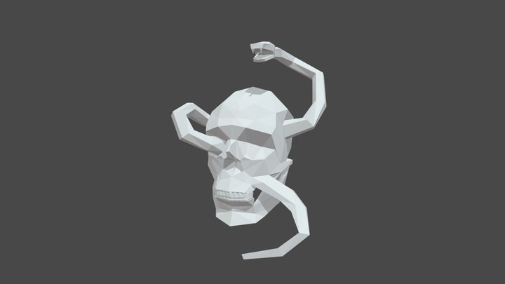 Low poly Skull with a snake for 3d printing 3D Model