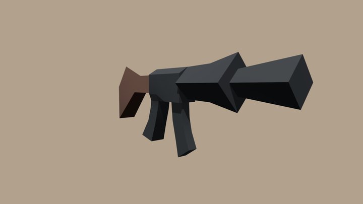 Very Low Poly Gun 3D Model
