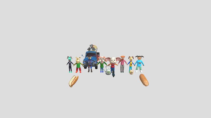 Все персонажи и их предмета из тмохи 3D Model