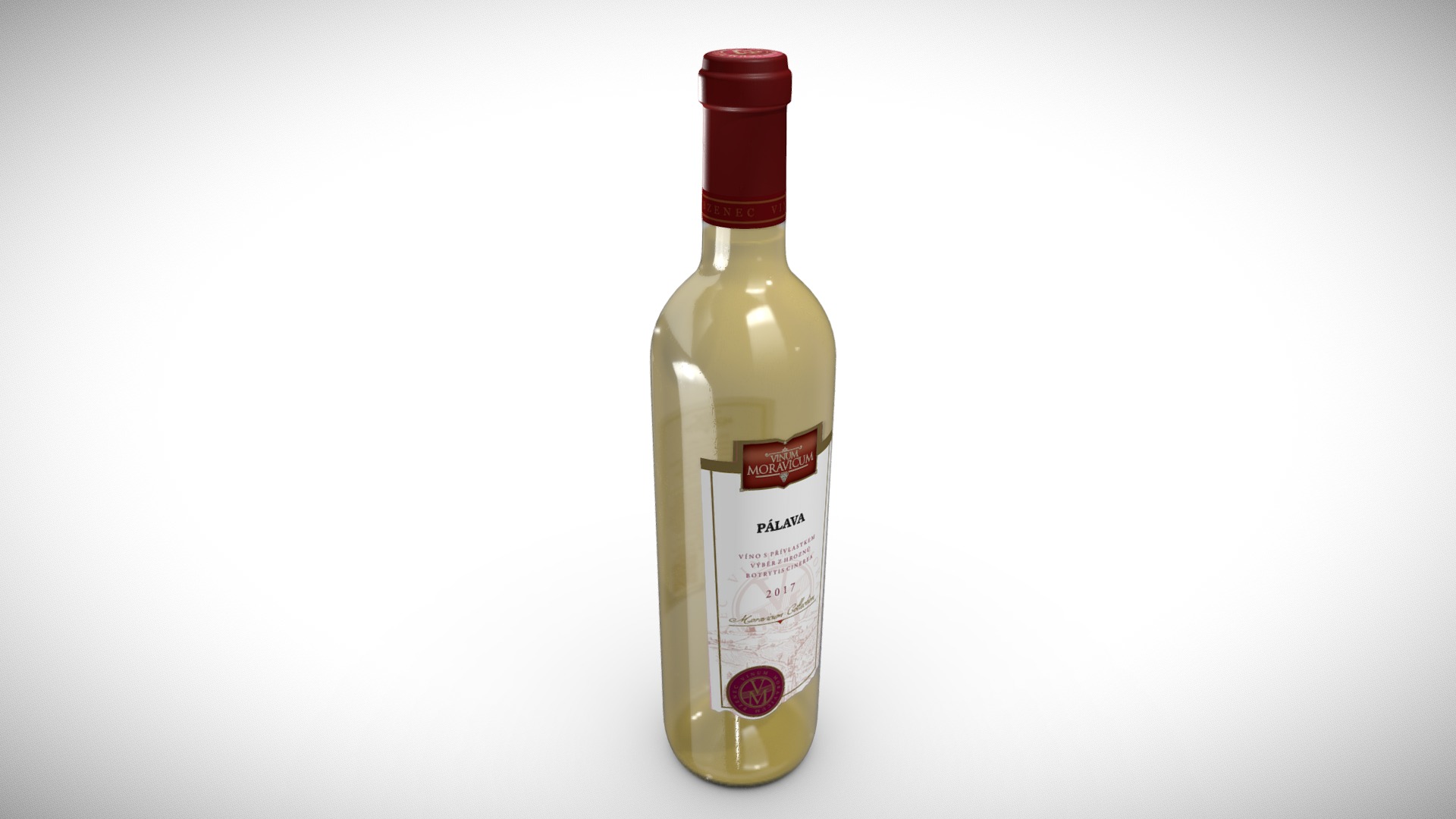 3D model Bottle of Wine Pálava - This is a 3D model of the Bottle of Wine Pálava. The 3D model is about a bottle of alcohol.