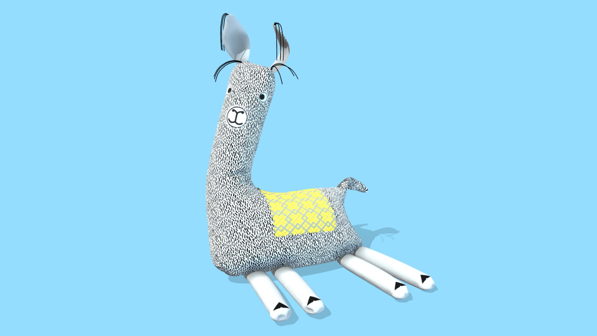 3D model Soft Toy Of Lama - This is a 3D model of the Soft Toy Of Lama. The 3D model is about a toy dinosaur with a yellow and blue background.