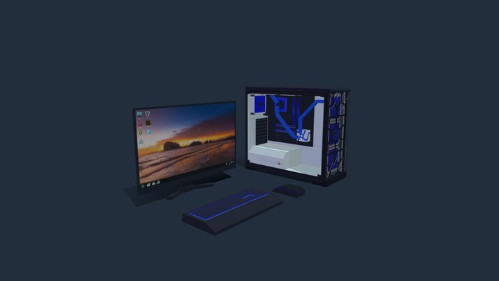 PC gamer blue 3D Model
