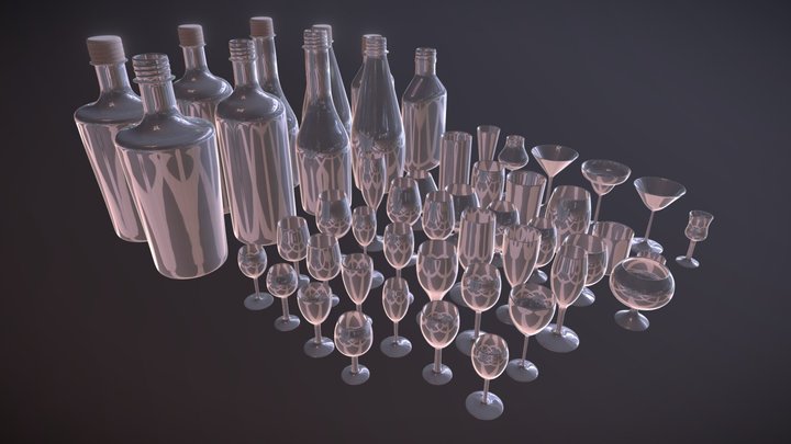 The ultimate glass pack (cups and bottles) 3D Model
