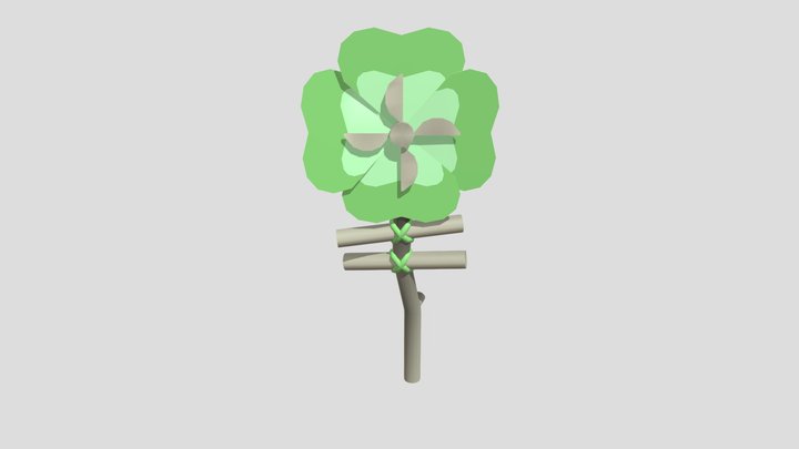 Low Poly Genshin Impact Windmill Mechanism 3D Model