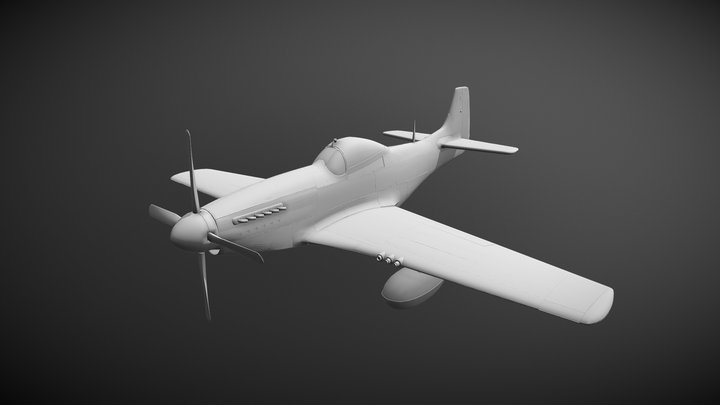 WW2 Fitghter Jet P-51D Mustang 3D Model