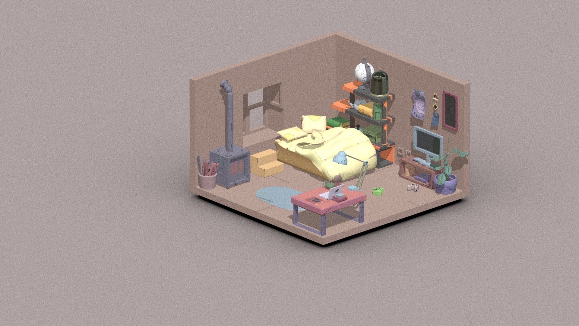 Isometric Room Study - 3D model by alyssadene [1eae16b] - Sketchfab