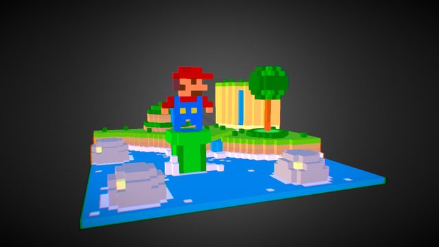 Mario Arrives! (Voxel Model) 3D Model