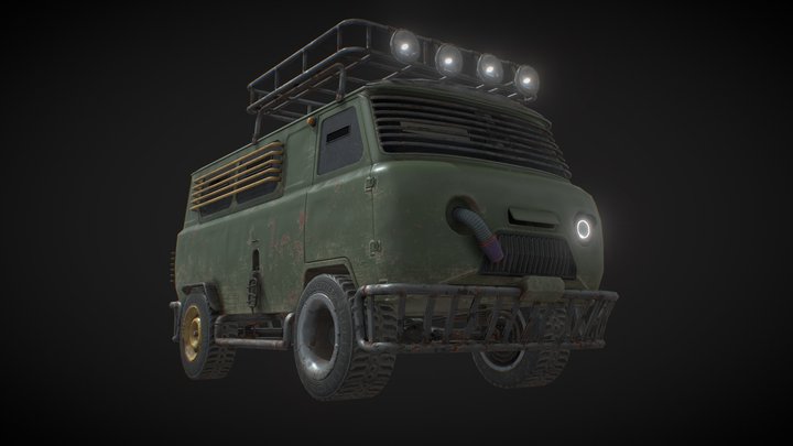 Car postapacalypsis UAZ "Avocado" 3D Model