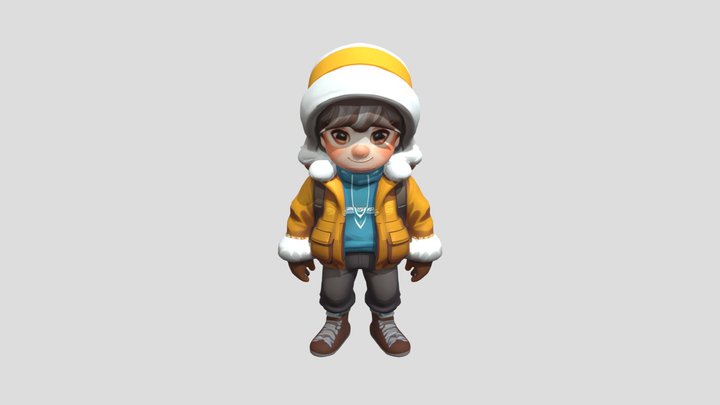 Cute boy in winter clothing 3D Model