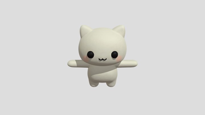 Cute white cat figure 3D Model