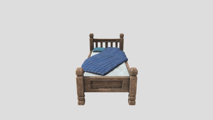 Worn out children's bed 3D Model
