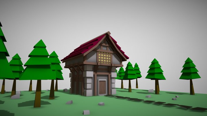 LowPoly Little House 3D Model
