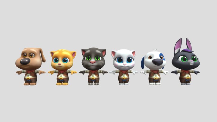 All Characters from Tom Friends Likee Cowboy 3D Model