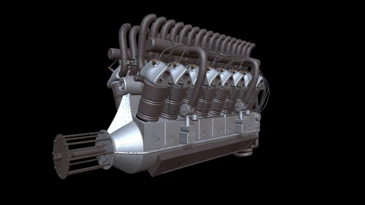 Engine Duesenberg V16 3D Model