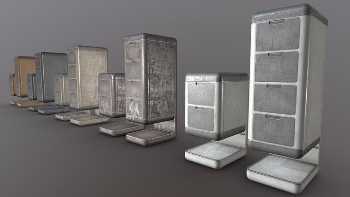 Filing Cabinet Bundle Set 3D Model