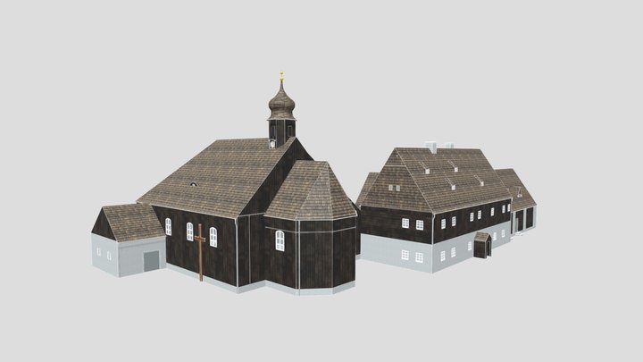 Kostel a fara Fláje (1915) 3D Model