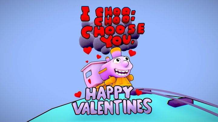 I choo choo choose you. Valentine's Day card 3D Model