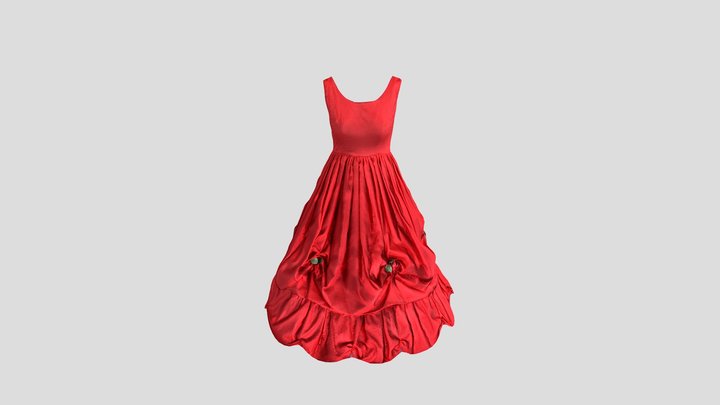 Flora Day Dress- Red Rose 3D Model