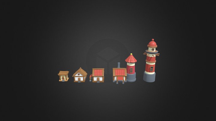 Lighthouse Huts 3D Model