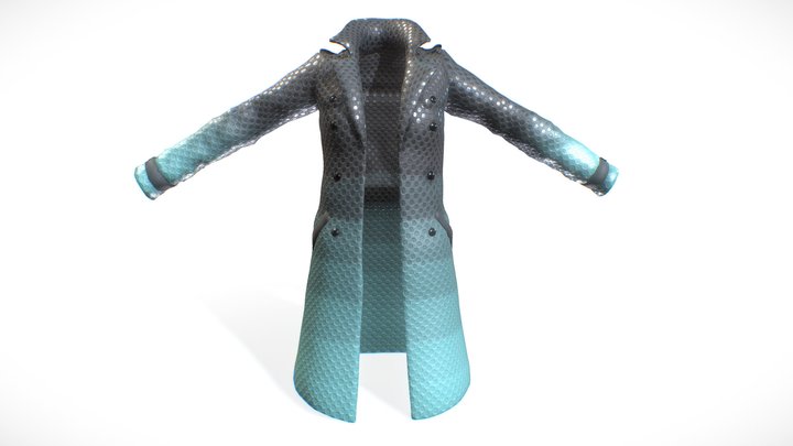 Cyberpunk Streetwear Trenchoat 株式会社 3D Model