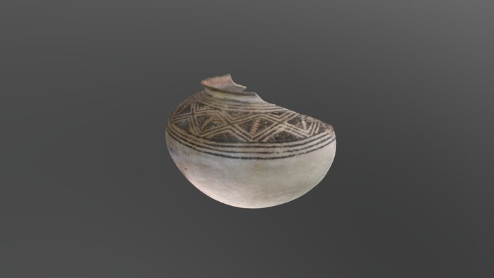 Mesa Verde Black On White Jar 3D Model