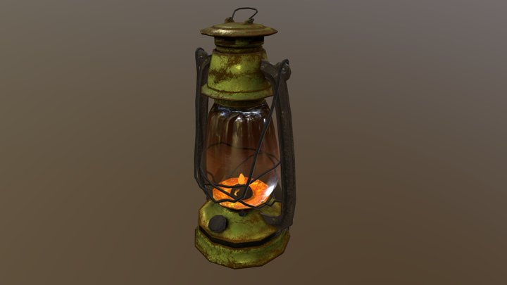 Low-poly kerosene lamp 3D Model