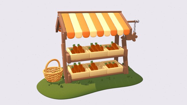 Cartoon Carrot Market 3D Model