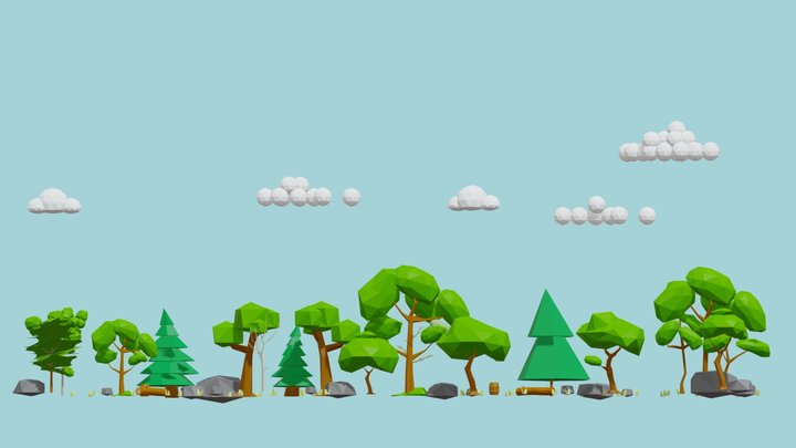 Low poly Tree pack – Gratis 3D-model STL
