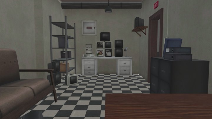 Lowpoly Control Room & Lobby 3D Model