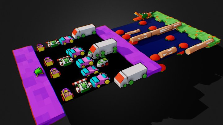 Frogger 3D Scene 3D Model