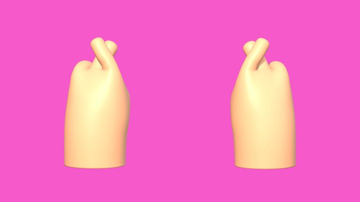Cartoon Hands Illustration Fingers Crossed Emoji 3D Model
