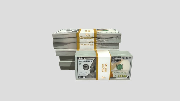 Stacks of US dollar bills 3D Model