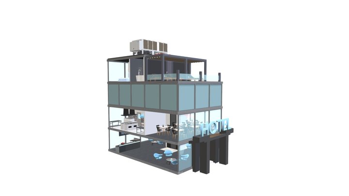 Air to water heatpump with heat recovery feature 3D Model
