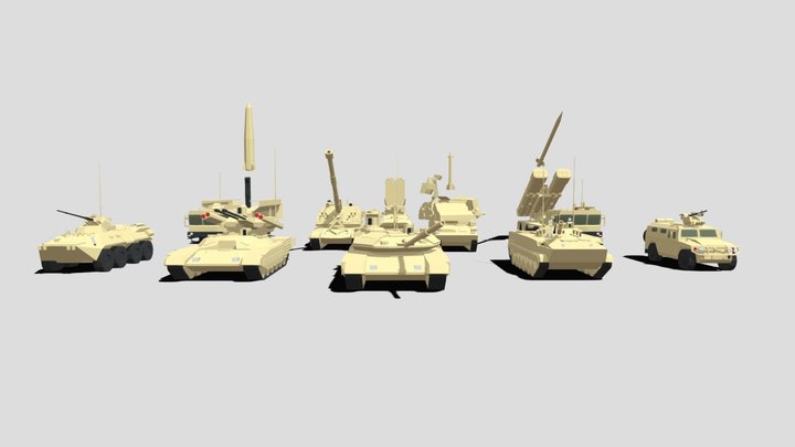 Low Poly Tanks Russia Pack 3D Model