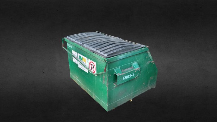 Green Industrial Trash Bin 3D Model