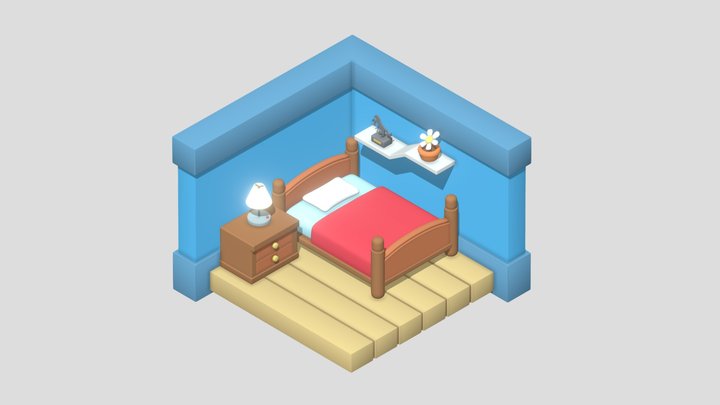 Cartoon Bedroom 3D Model