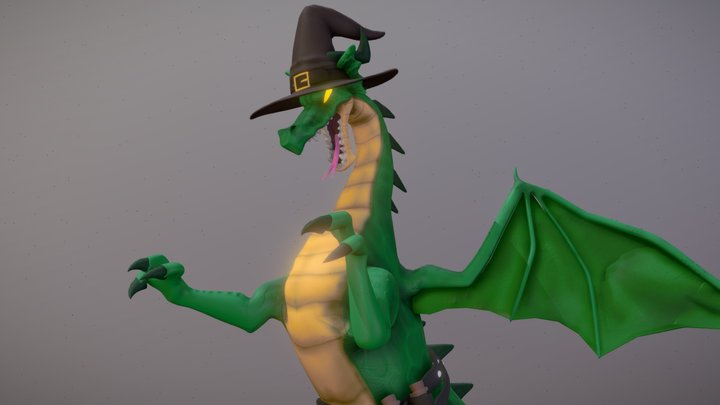 Henry The Green Witch Dragon (Oldschool style) 3D Model