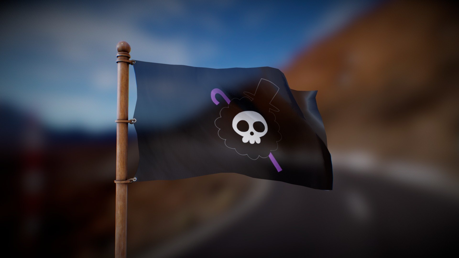 One Piece - Brook Pirate Flag - Jolly Roger - Buy Royalty Free 3D model