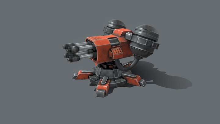 Auto Turret Machine Gun 3D Model