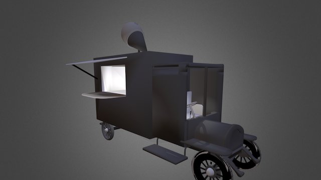 Camion de crème glacé noir 3D Model