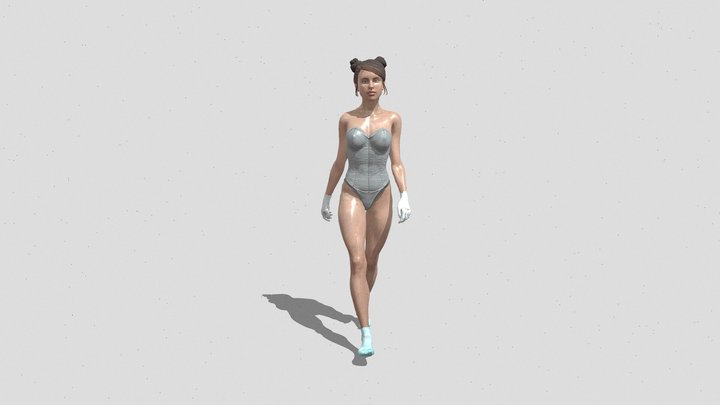 Sexy skinny girl with socks and gloves 3D Model